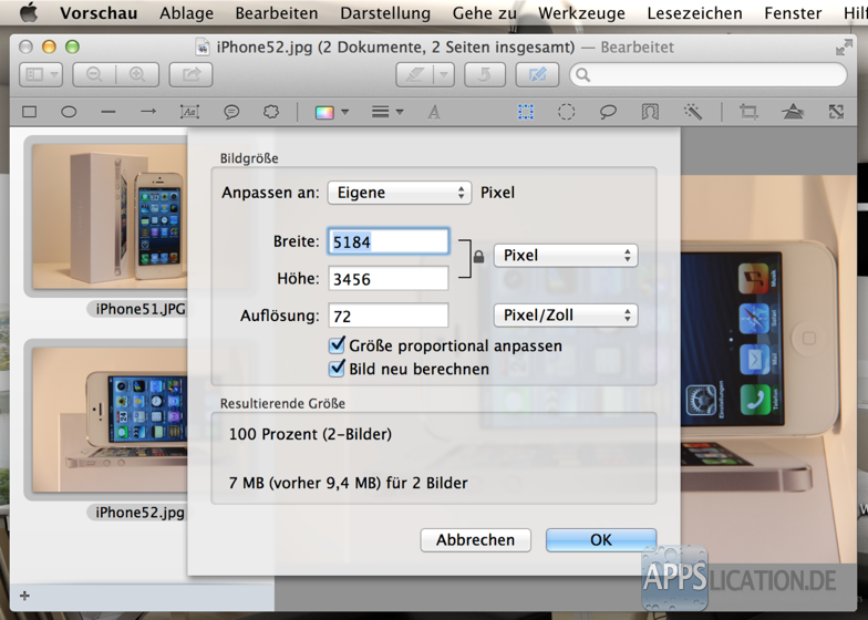 Dateigro?e von bildern verkleinern mac