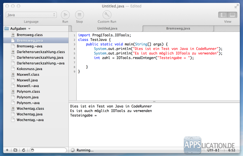 Mac CodeRunner Java IOTools