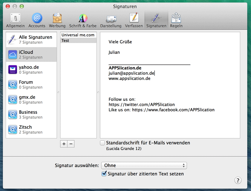 Mac Os X Mail E Mail Signatur Erstellen Formatieren Und Bild