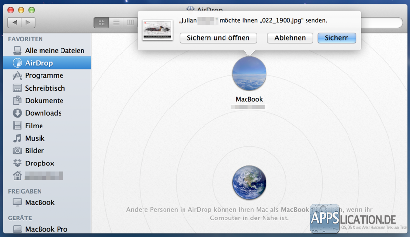 Mac OS X Airdrop