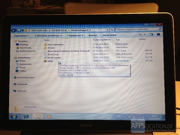 Installation von Windows 7 mit Boot Camp