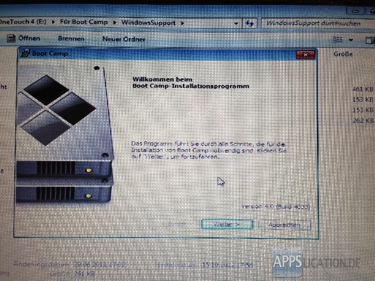 Installation von Windows 7 mit Boot Camp