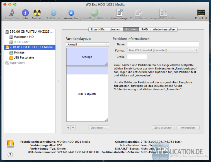 Mac: Festplatte partitionieren