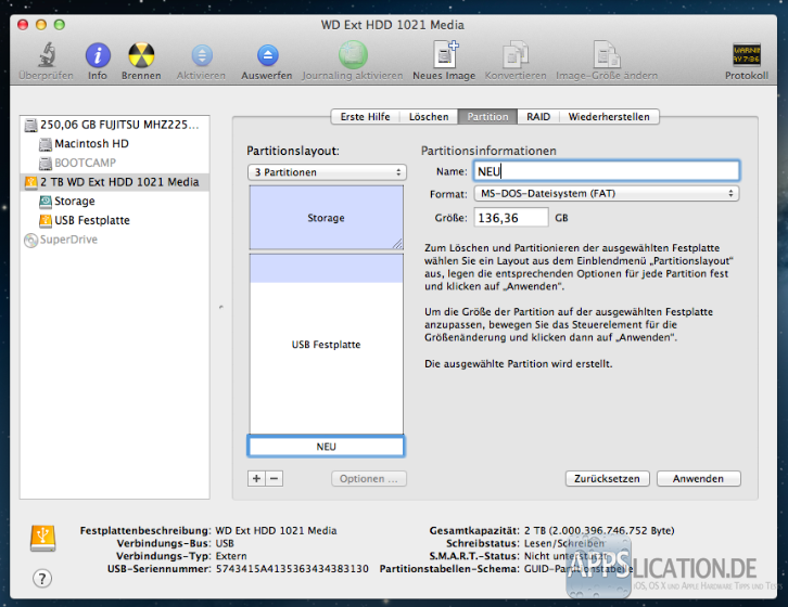 Mac: Festplatte partitionieren