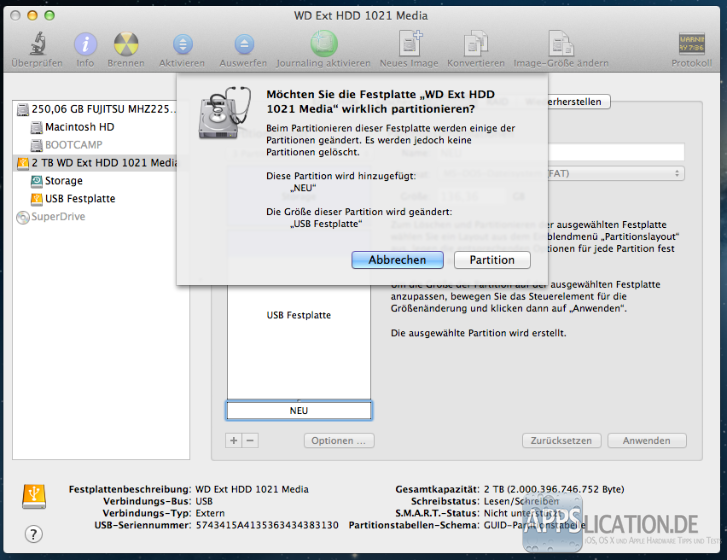 Mac: Festplatte partitionieren