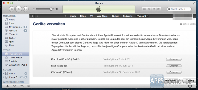 iTunes iCloud iPhone entfernen
