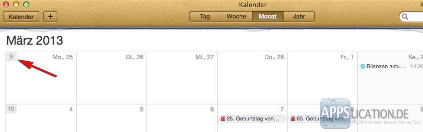 Mac Kalender Kalenderwochen Monatsansicht