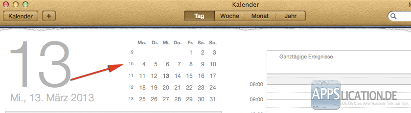 Mac Kalender Kalenderwochen Tagesansicht