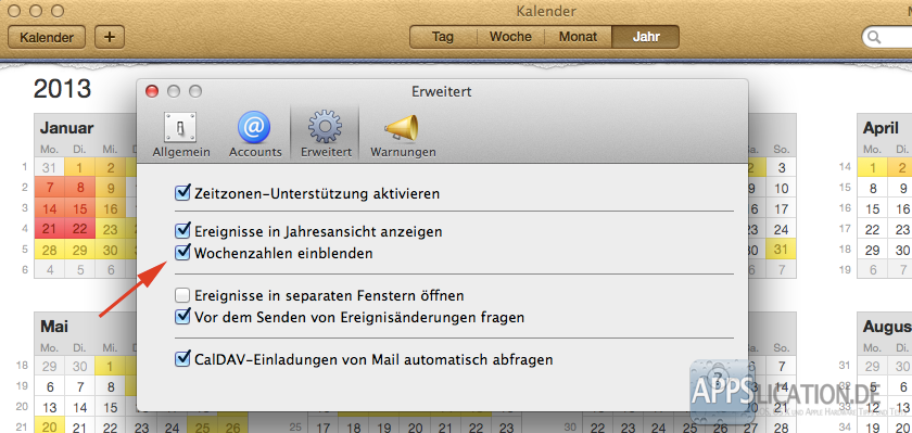 Mac Kalender Kalenderwochen Einstellungen