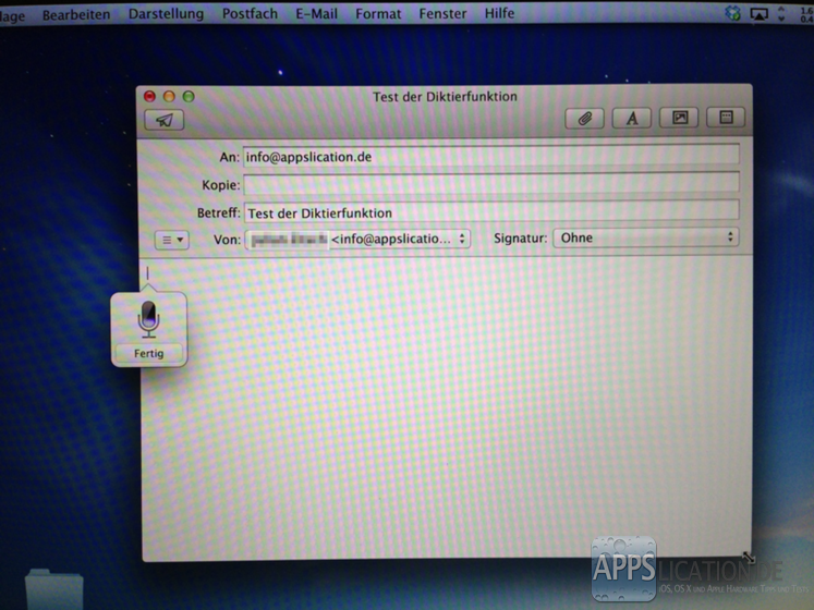 Mac Diktierfunktion in der Anwendung