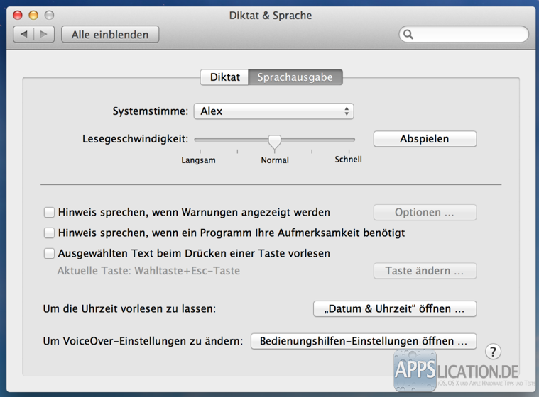Mac Sprachausgabe einrichten