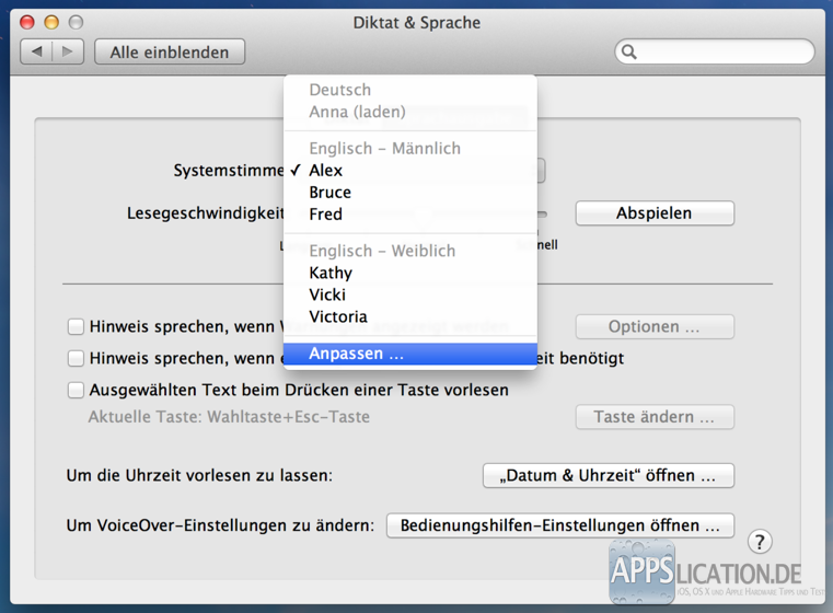 Mac Sprachausgabe einrichten