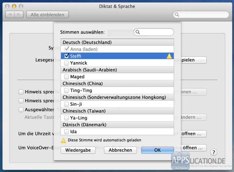 Mac Sprachausgabe einrichten