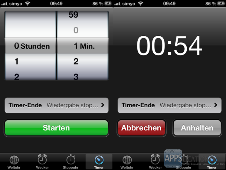 Musikwiedergabe bei iPhone und iPod touch mit Timer beenden