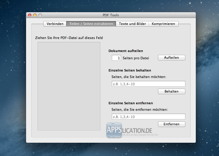 PDF Toolkit Teilen und Seiten extrahieren