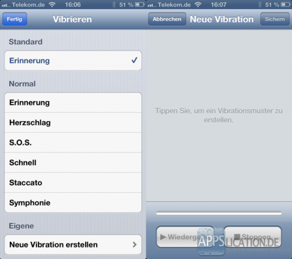 Eigene Vibration bzw. Vibrationsmuster erstellen für iPhone