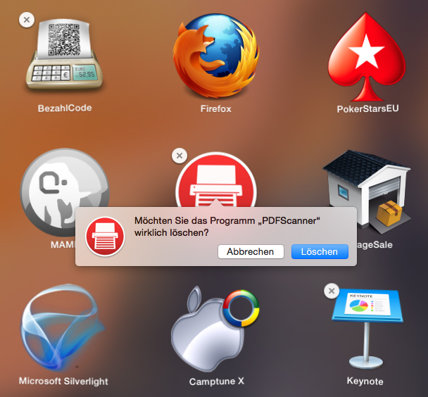 Programme bzw. Apps, die aus dem Mac AppStore stammen können über das Launchpad gelöscht werden.